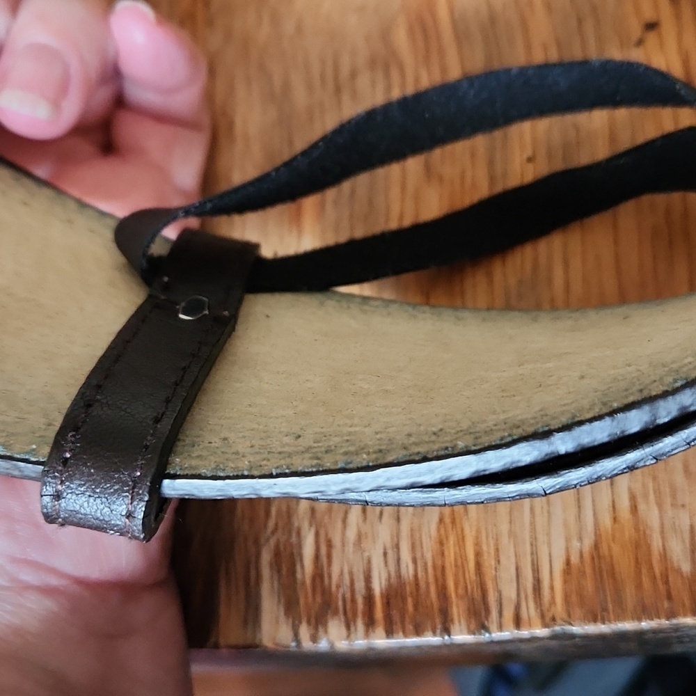 Chicos Silver Metal Wide Brown Belt 36"-39" - Picture 5 of 11